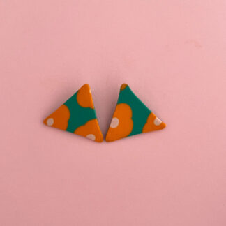 Pendientes triangulo estampado arcilla polimérica