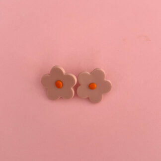 Pendientes flor rosa arcilla polimérica
